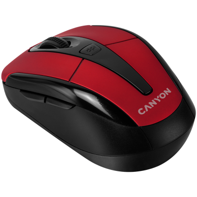 Canyon MSO‑W6 – bezprzewodowa mysz optyczna 2.4 GHz, 3 przyciski (czerwona)