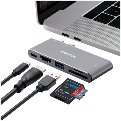 CANYON HUB DS-5 5 w 1 Thunderbolt 3 4k Szary