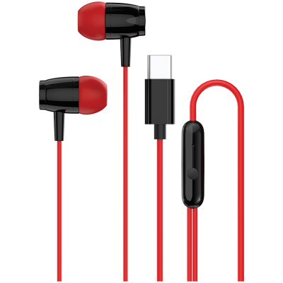 Canyon SEP‑5 – przewodowe słuchawki douszne USB‑C z mikrofonem (czerwone)