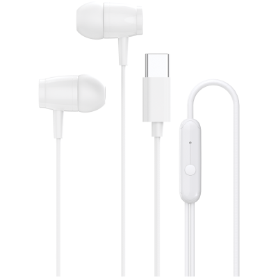 Canyon SEP‑5 – przewodowe słuchawki douszne USB‑C z mikrofonem (białe)