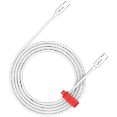 Canyon CC60AB – kabel USB‑C → USB‑C 60 W, pleciony, 1.2 m (biały)