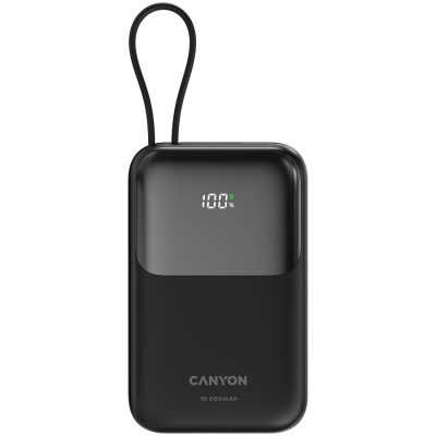 CANYON Powerbank OnPower 101 z kablem 10000 mAh PD22.5W Czarny