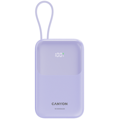 CANYON Power Bank OnPower 101 z kablem 10000 mAh PD22.5W Fiolet