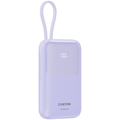 CANYON Power Bank OnPower 101 z kablem 10000 mAh PD22.5W Fiolet