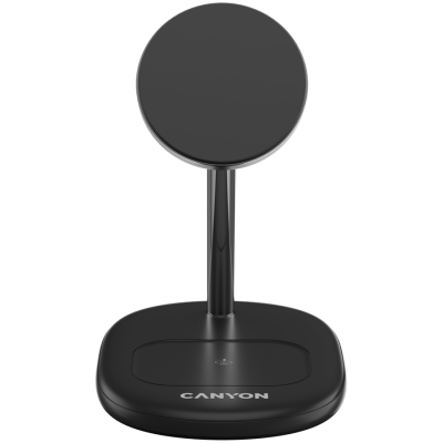 Canyon WCS‑205 – ładowarka bezprzewodowa 2‑w‑1 Qi2 15 W Czarna