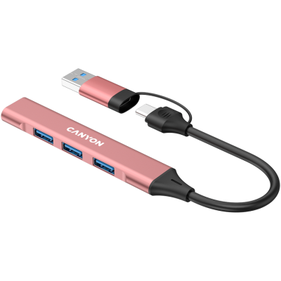 CANYON HUB DS-02 4 w 1 USB-A/C Różowy