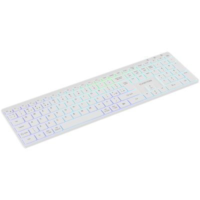 CANYON Klawiatura HKB-W11 UK/US RGB Dwa Tryby Bezprzewodowa Biała