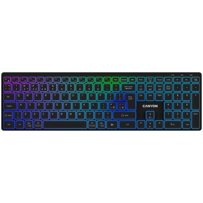 CANYON Klawiatura HKB-W11 UK/US RGB Dwa Tryby Bezprz. Czarna
