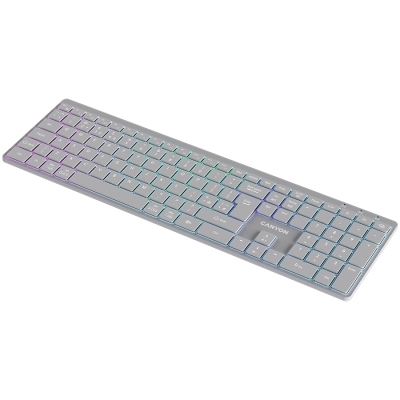 CANYON Klawiatura HKB-W11 UK/US RGB Dwa Tryby Bezprzewodowa Szara