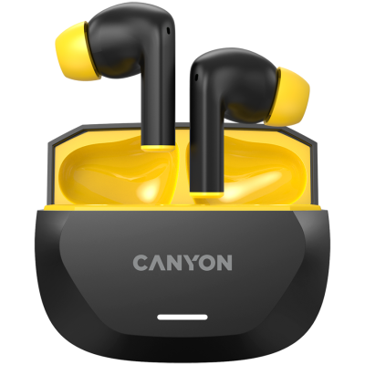 CANYON Słuchawki HEXAGON 7 TWS ANC+ENC Qi Czarno-Żółte