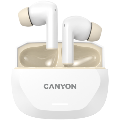 CANYON Słuchawki HEXAGON 7 TWS ANC+ENC Qi Biało-Beżowe