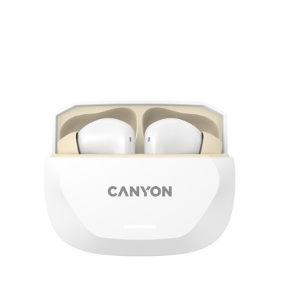 CANYON Słuchawki HEXAGON 7 TWS ANC+ENC Qi Biało-Beżowe