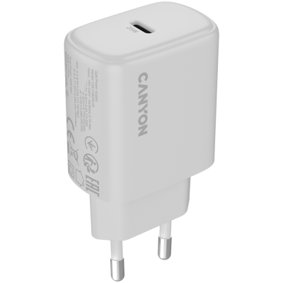 CANYON Ładowarka sieciowa OnCharge 250 25W 1xPD EU Biała