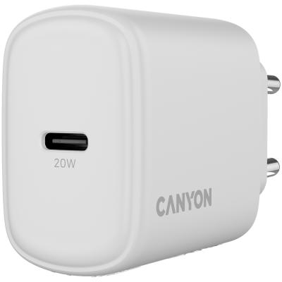 Canyon OnCharge 200 – ładowarka sieciowa USB‑C PD 20 W (biała)