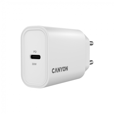 CANYON Ładowarka sieciowa OnCharge 30CL 30W 1xPD UK Biała