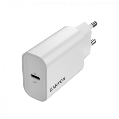 CANYON Ładowarka sieciowa OnCharge 30CL 30W 1xPD UK Biała