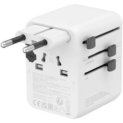 Canyon OnTour 70 – uniwersalny adapter podróżny 70 W (EU/UK/US/AUS, biały)