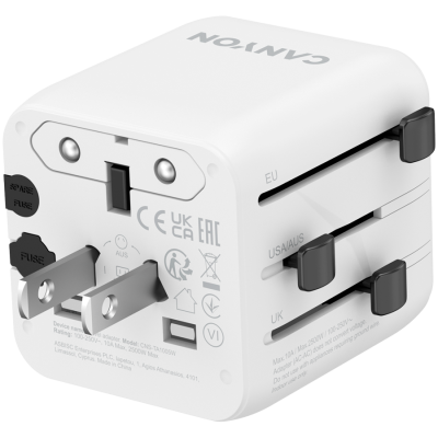 CANYON Adapter Podróżny OnTour One EU/UK/US/AUS Biały