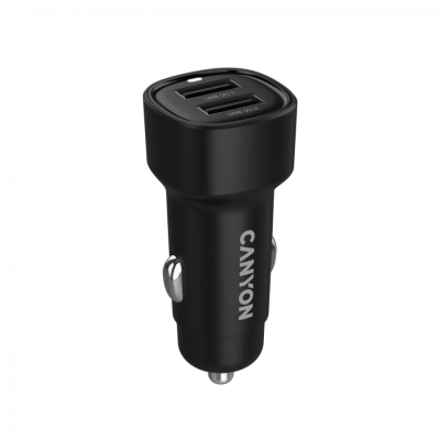 Canyon OnDrive 24 – ładowarka samochodowa 24 W, 2× USB‑A (czarna)