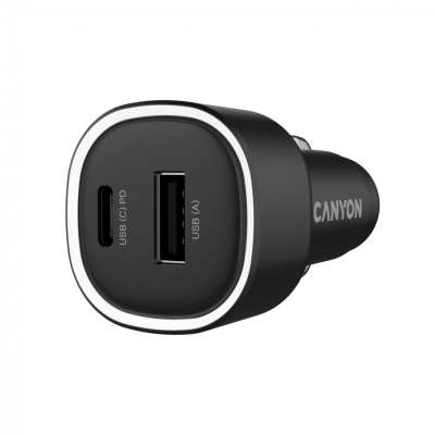 CANYON Ładowarka samochodowa OnDrive 48 PD 48W USB-A+USB-C czarna