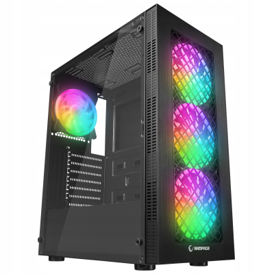 Rampage PLAID V1 Obudowa PC z oknem 4x wentylator 120mm RGB czarna