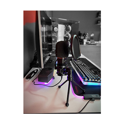 Marvo, mikrofon do streamowania, MIC-03 czarny, ze statywem obracanym