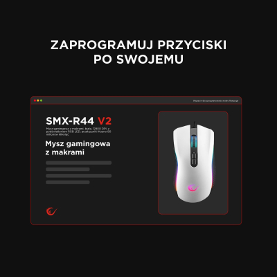 Rampage SMX-R44V2 gamingowa 12800 DPI RGB LED 1K Hz HUANO Makro biała