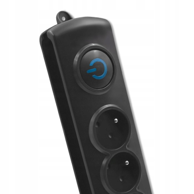 Qoltec Listwa antyprzepięciowa 6 gniazd | 3m Czarna