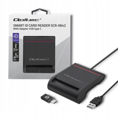 Qoltec Inteligentny czytnik chipowych kart SCR-0642 USB 2.0 +USB-C