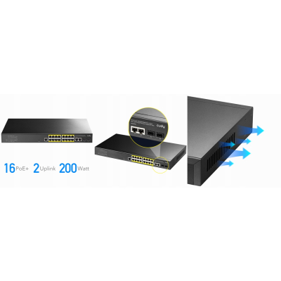 CUDY GS2018PS2-200W przełącznik sieciowy 16-port. Gigabit PoE+ zarządzalny