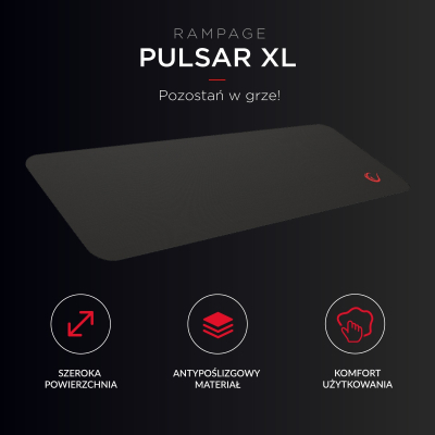Rampage Pulsar XL podkładka na biurko gamingowa 30x80cm, czarna