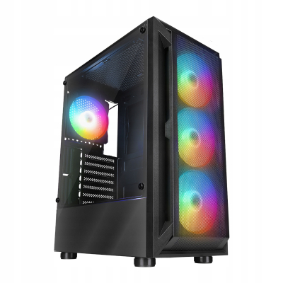 Rampage SHIVA Obudowa PC z oknem 4x wentylator 120mm Rainbow czarna