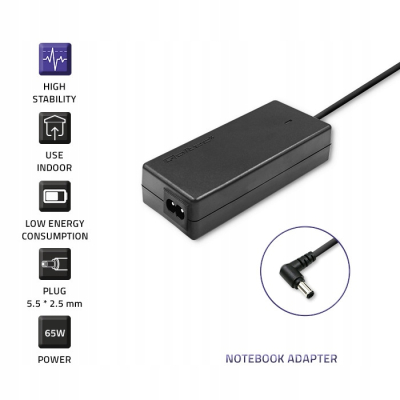 Qoltec Zasilacz do Toshiba 65W 19V 3.42A 5.5*2.5 +kabel 50073