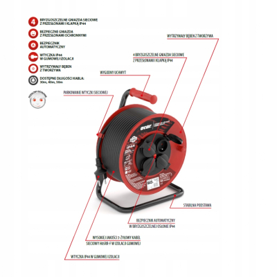 ACAR Przedł.ZWIJANY PZ-4Z/ST H05RR-F 3GX1.5 50M Z STYK. OCHR. CZARNY M01904