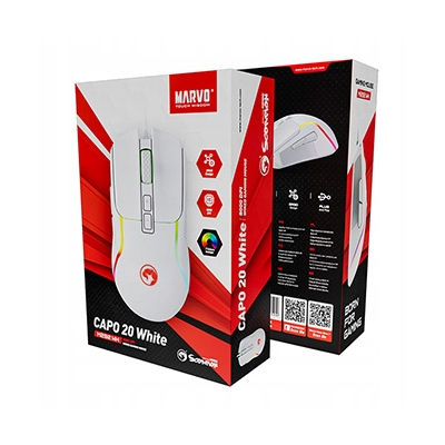 Marvo CAPO 20 Mysz przewodowa, biała, 8000DPI