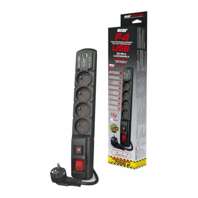ACAR FILTR PRZECIWPRZEPIĘCIOWY F4 czarny 5M USB A+C (ładowarka) W2441