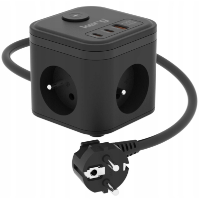KERG Kostka zasilająca 3-gniazdowa + szybka ładowarka H05VV-F 16A/250V~