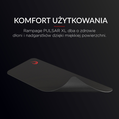 Rampage Pulsar XL podkładka na biurko gamingowa 30x80cm, czarna
