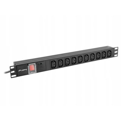 Lanberg Listwa Rack PDU 19 cali 1U 10A 10X IEC 2m