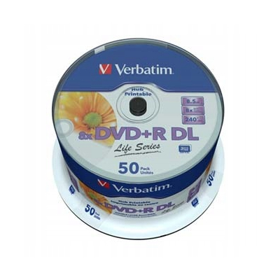 Verbatim DVD+R DL Double Layer Inkjet Printable 8.5GB 8x 50-pack 12cm
