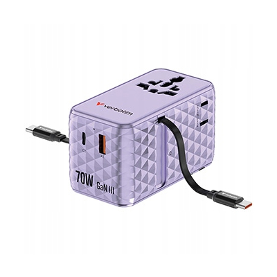 Verbatim, Adapter podróżny ChargeNTravel GaN III USB-C USB-A 70 W 30188