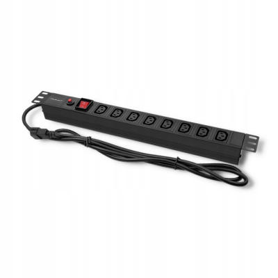 Qoltec Listwa zasilająca PDU antyprzeciąż. do RACK 19 1U 10A 8xIEC 2m