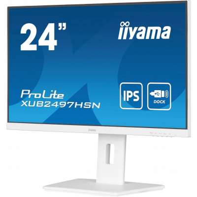 IIYAMA Monitor 24 cale XUB2497HSN-W2 IPS USB-C Dock HDMI DP Pivot biały