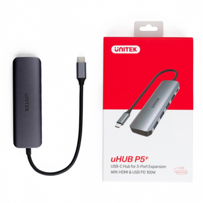 Unitek Hub USB-C H1107E 3xUSB 3.1 PD 100W SD HD 4K