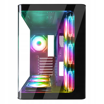 Rampage Loopy Obudowa PC akwarium 7x wentylator ARGB Infinity HUB czarna