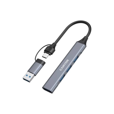 CANYON HUB DS-02 4 w 1 USB-A/C Szary