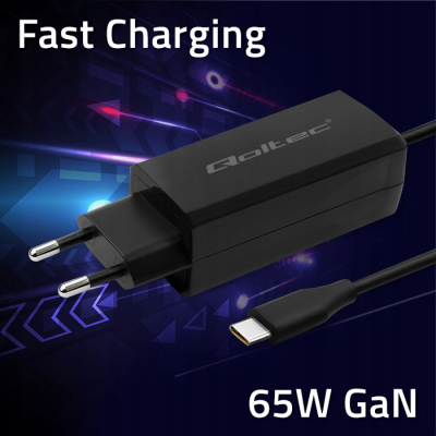 Qoltec Ładowarka sieciowa 65W GaN Super Fast 5-20V 3-3.25A USB 3.1 Laptop
