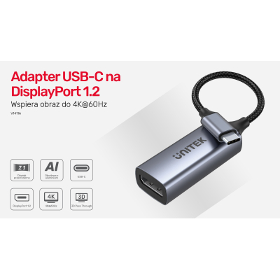 Unitek Adapter USB-C na DisplayPort 15 cm V1411A