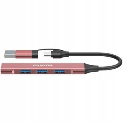 CANYON HUB DS-02 4 w 1 USB-A/C Różowy