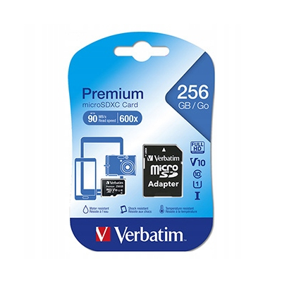 Verbatim Karta pamięci microSDHC/SDXC, 256GB, micro SDXC, 44087, z adapterm